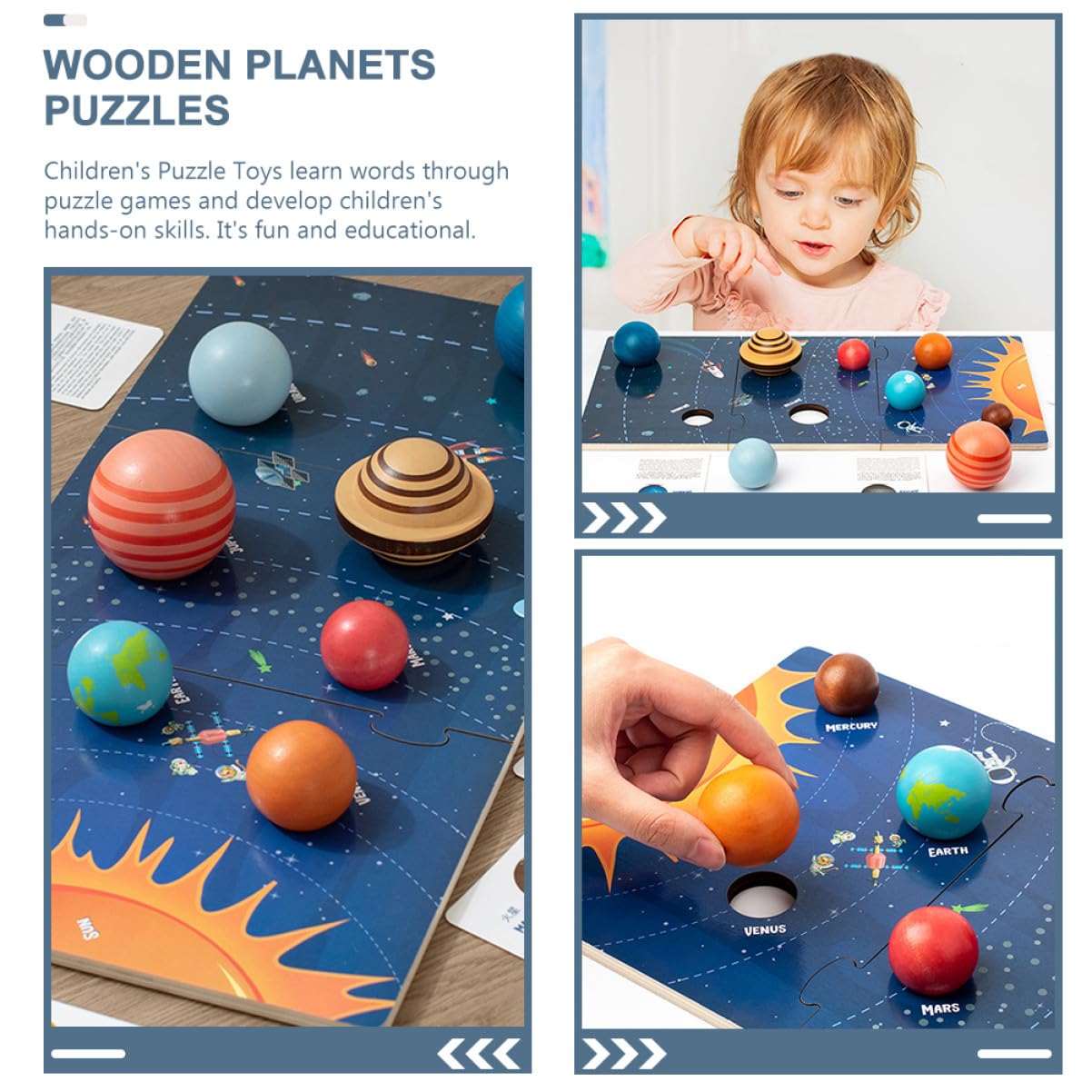 SOIMISS Rompecabezas Planeta Sistema Solar Madera para Niños Educativos Montessori Tamaño Único Cognición Espacial Aprendizaje Juego de 1 Set para Desarrollo Infantil