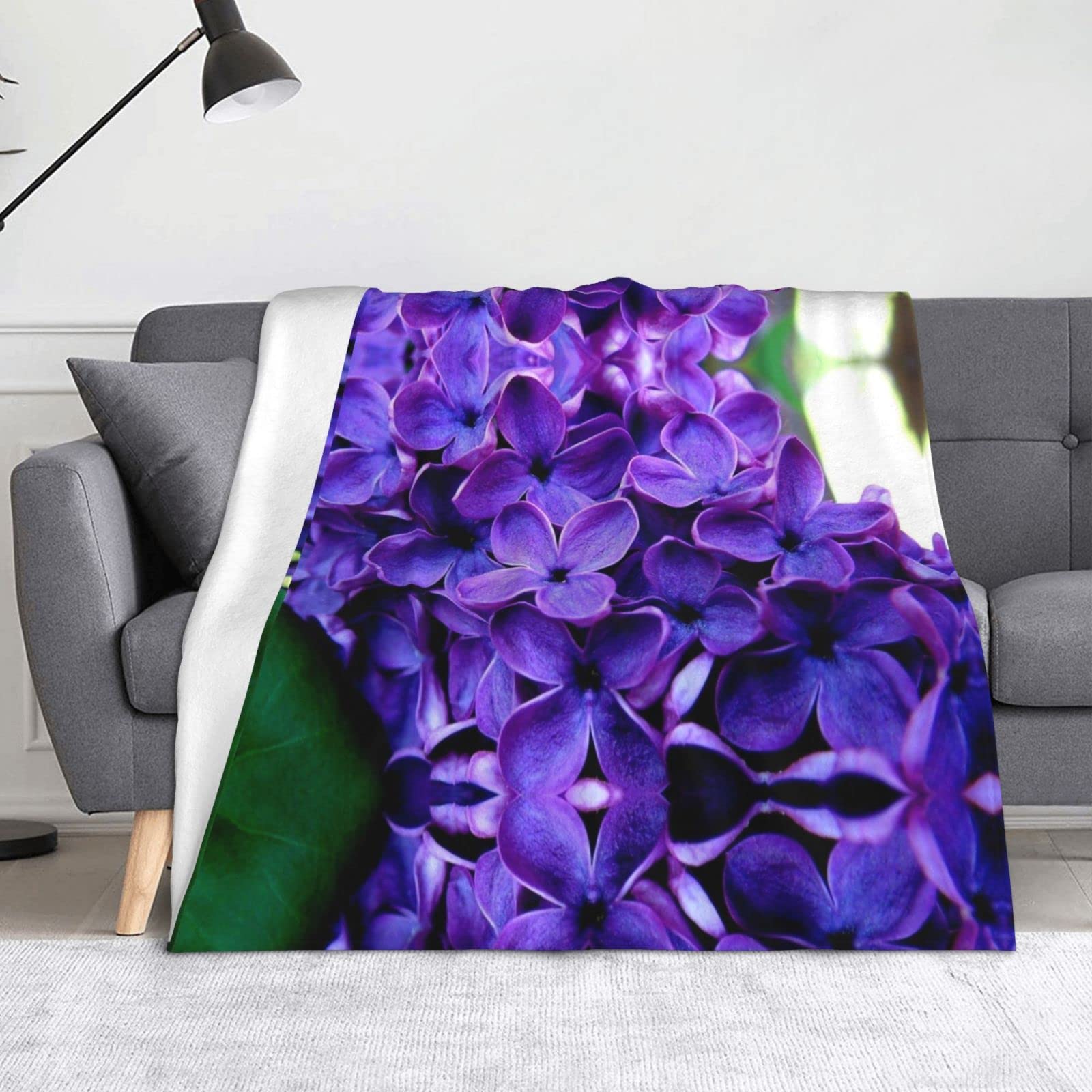 Jeté de lit en flanelle floral violet et couverture microfibre canapé