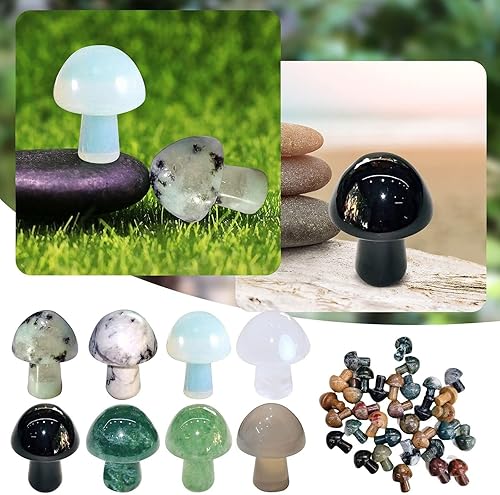 Miniatura 4 de 15 piezas de piedras naturales de colores surtidos, escultura de hongos, decoración de cristal para manualidades en el hogar, maceta, piedras
