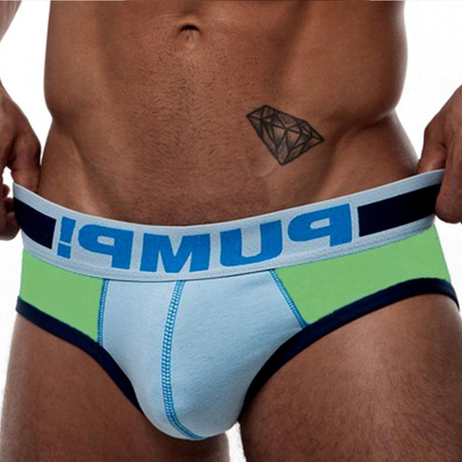Piyax Men's H69-Green 1Pc Underwear Sexy Briefs Underpants Gay Slip Cuecas Breathable Panties Bikini