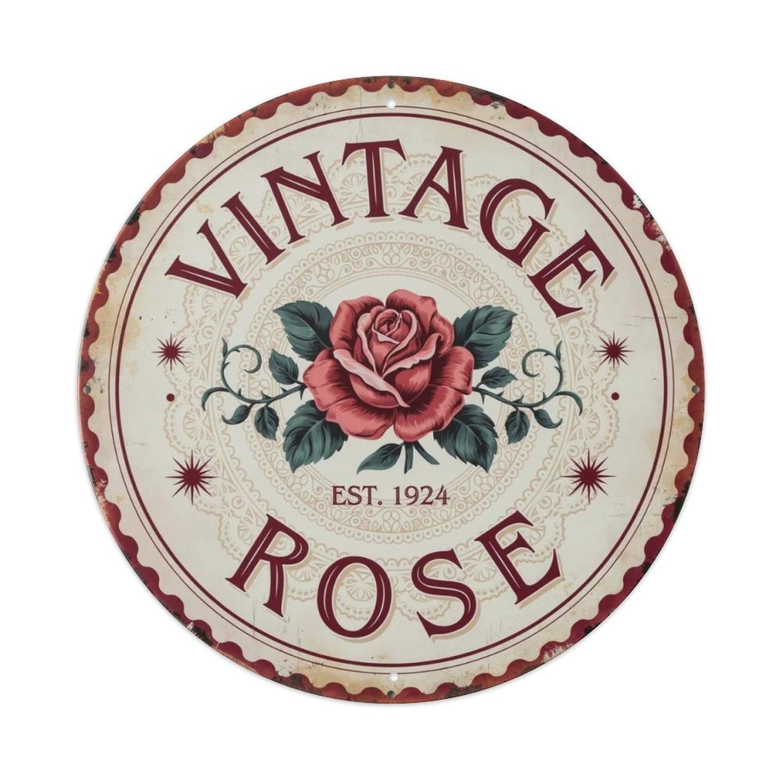 Vintage Rose Victorian Metal Tin Sign Plaque