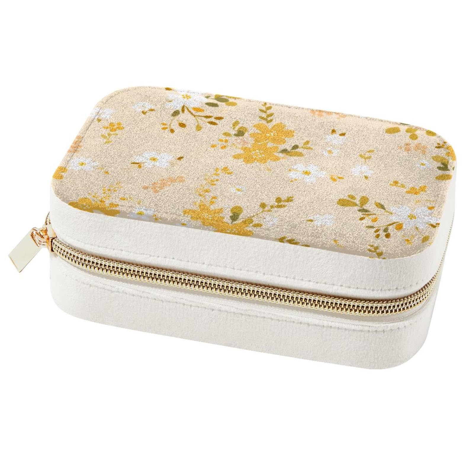 Cadeaux de demoiselle d'honneur : boîte à bijoux chic jaune motif floral