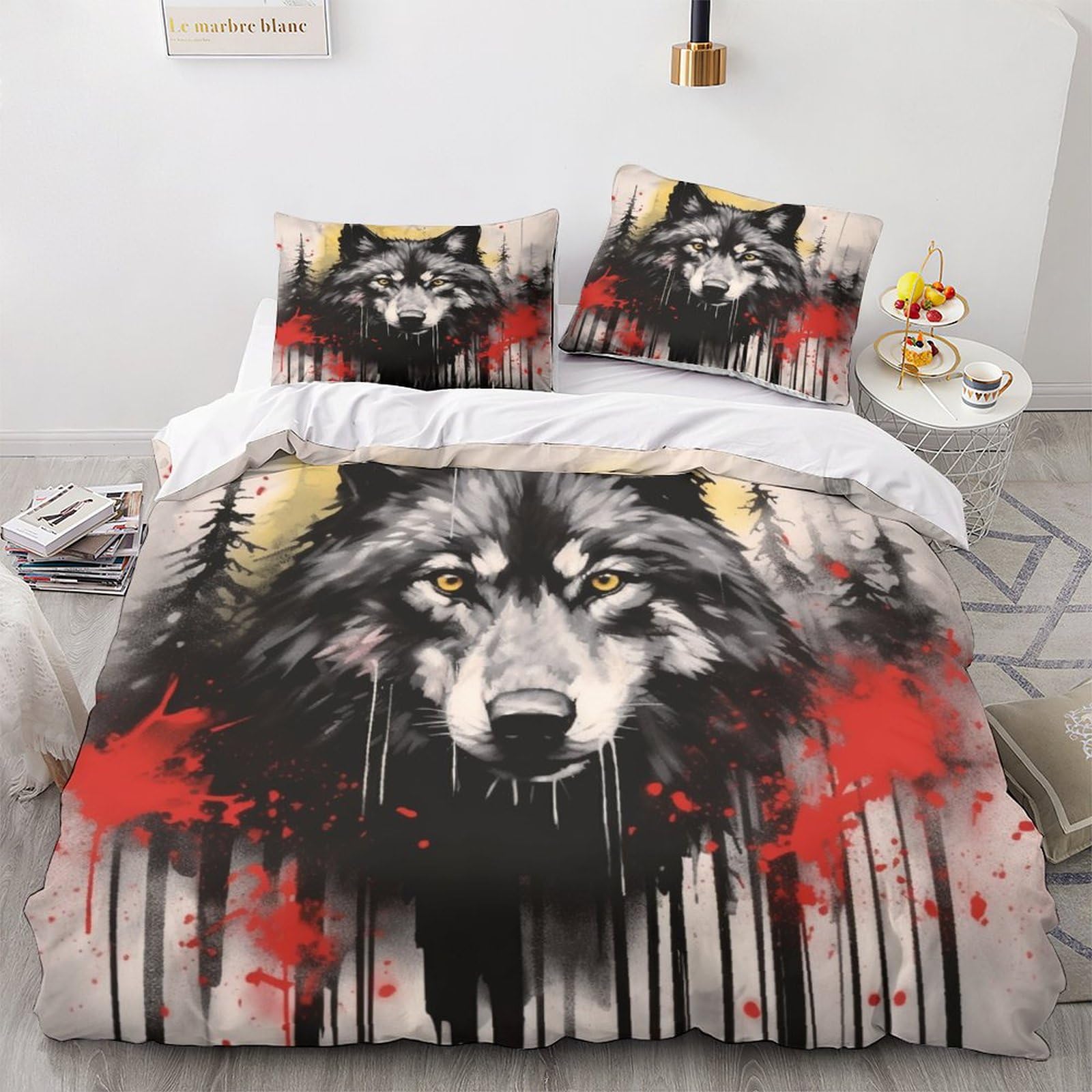 Parure de lit loup 3D idée cadeau idéale pour anniversaire d'enfant ou ado
