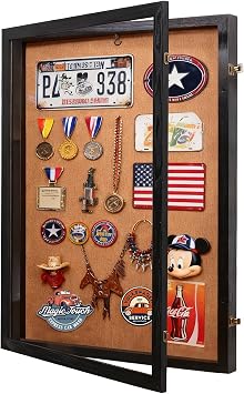 Shadow Box 30x40, Super Large Shadow Box Frame with Hinged Door Lock, Jersey Shadow Box Display Case with 98% Uv Protection Acrylic for Baseball Hockey Sport Shirt and Military Jacket Uniform-Black