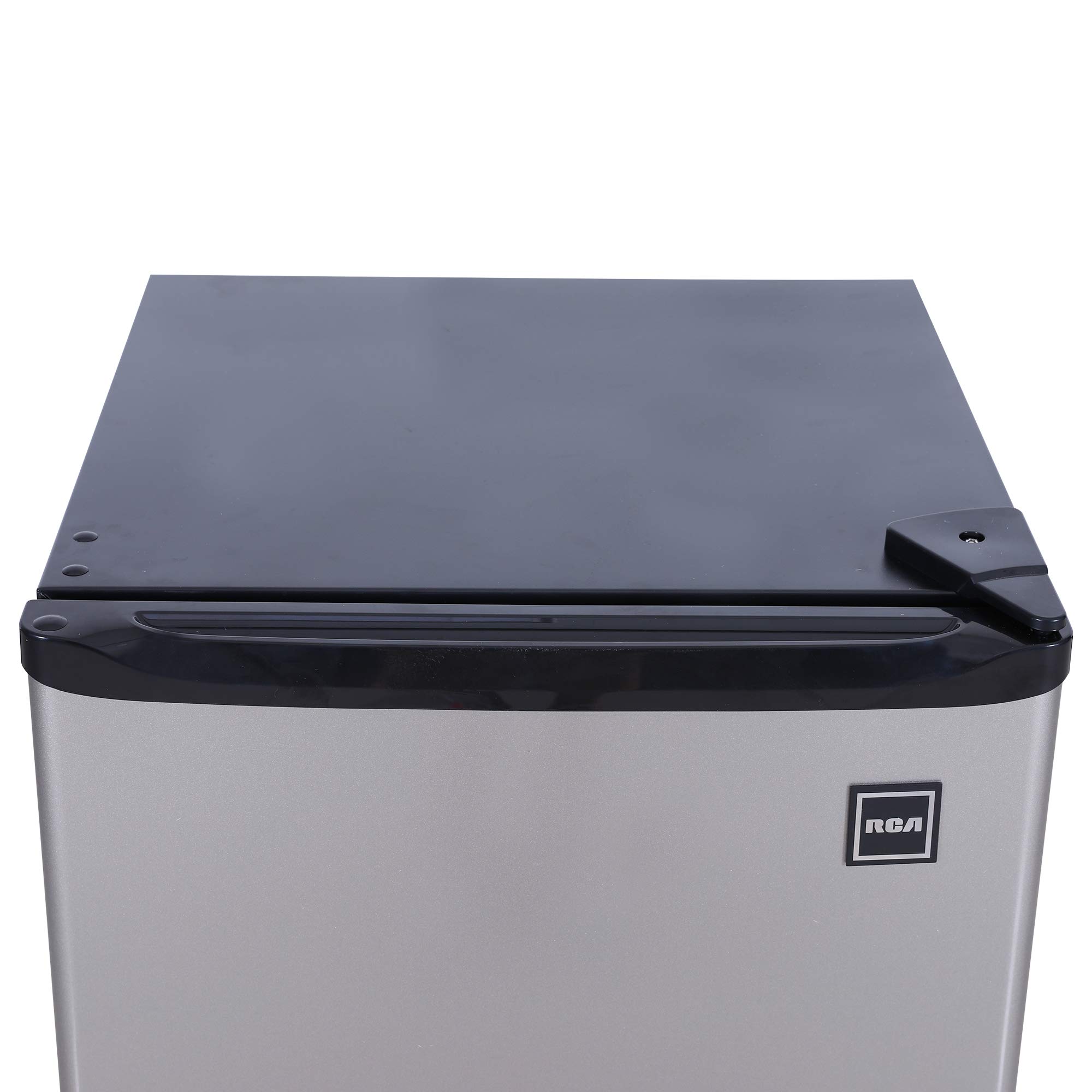 RCA RFR322B RFR322 3.2 Cu Ft Single Door Compact Mini Fridge Refrigerator, Platinum, Stainless