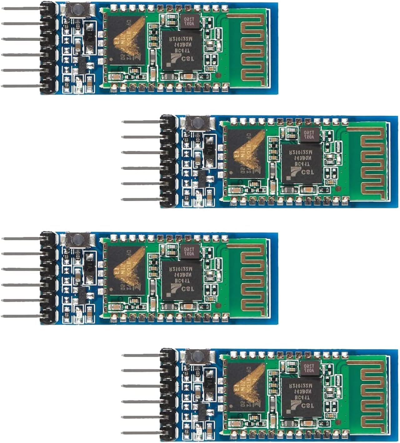 DUBEUYEW 4pcs HC-05 Wireless Bluetooth RF Transceiver Master Slave Integrated Bluetooth Module 6 Pin Wireless Serial Port Communication BT Module for Arduino