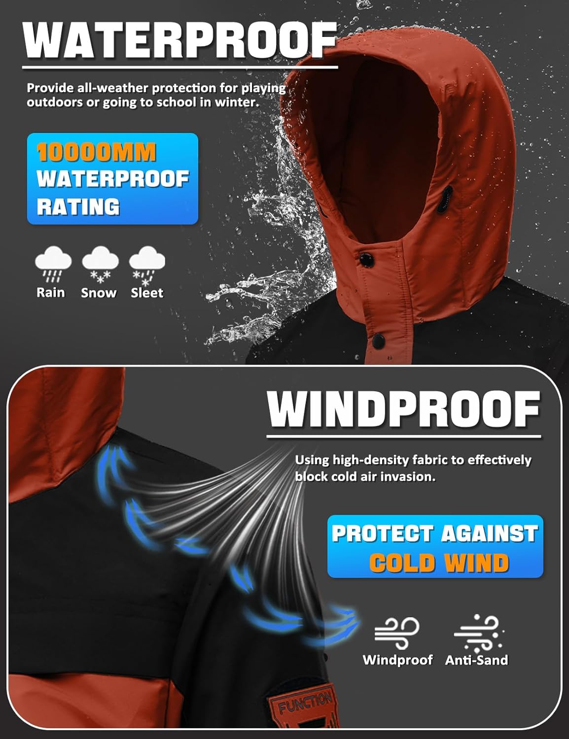 Boy's Ski Winter Coat - Lightweight Insulated Waterproof Snow Jacket Hooded Windproof Warm Outerwear for Kids - Image 3