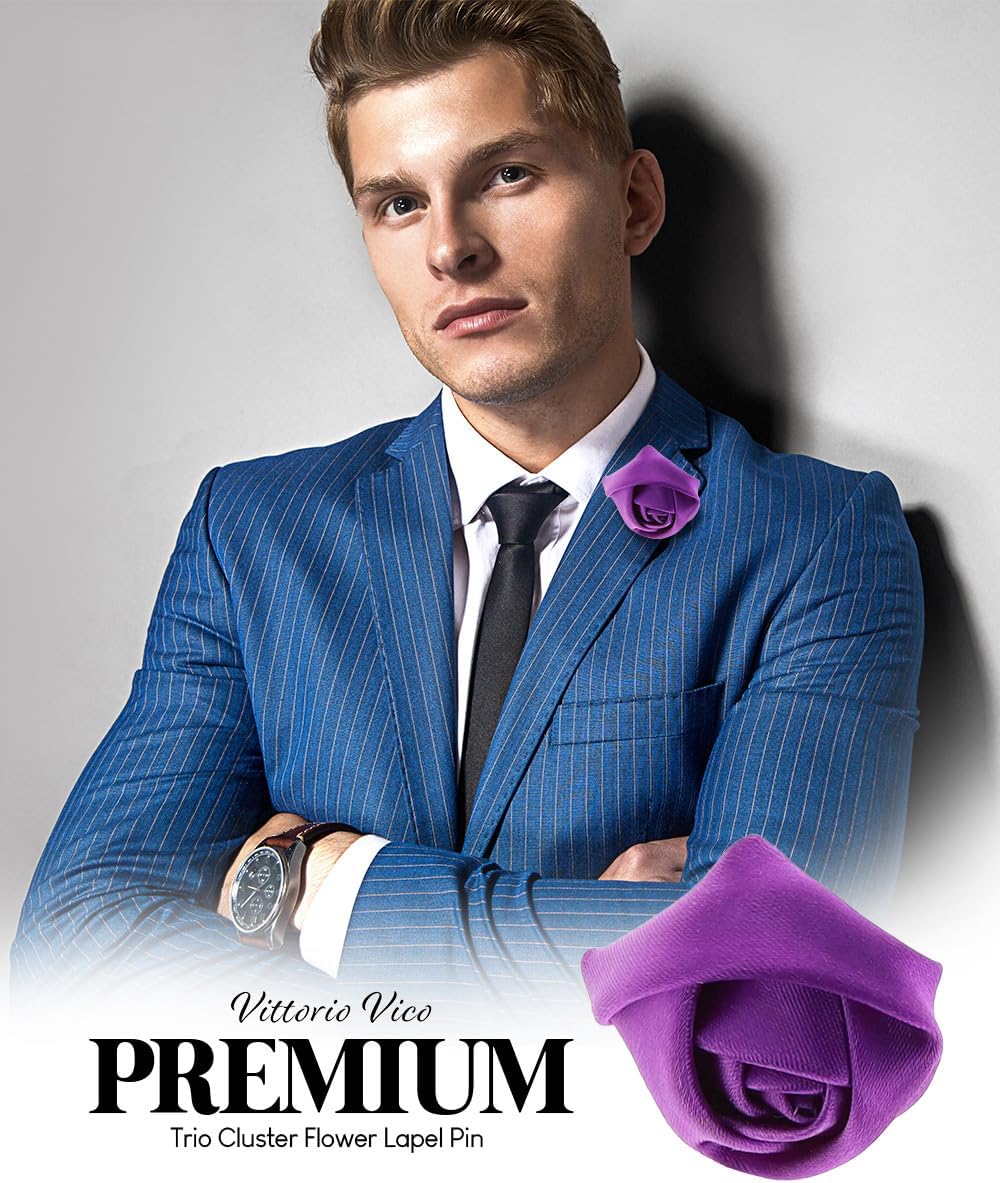 Men's Formal Rose Bud Flower Lapel Pin - Boutonniere for Men, Brooch Pin