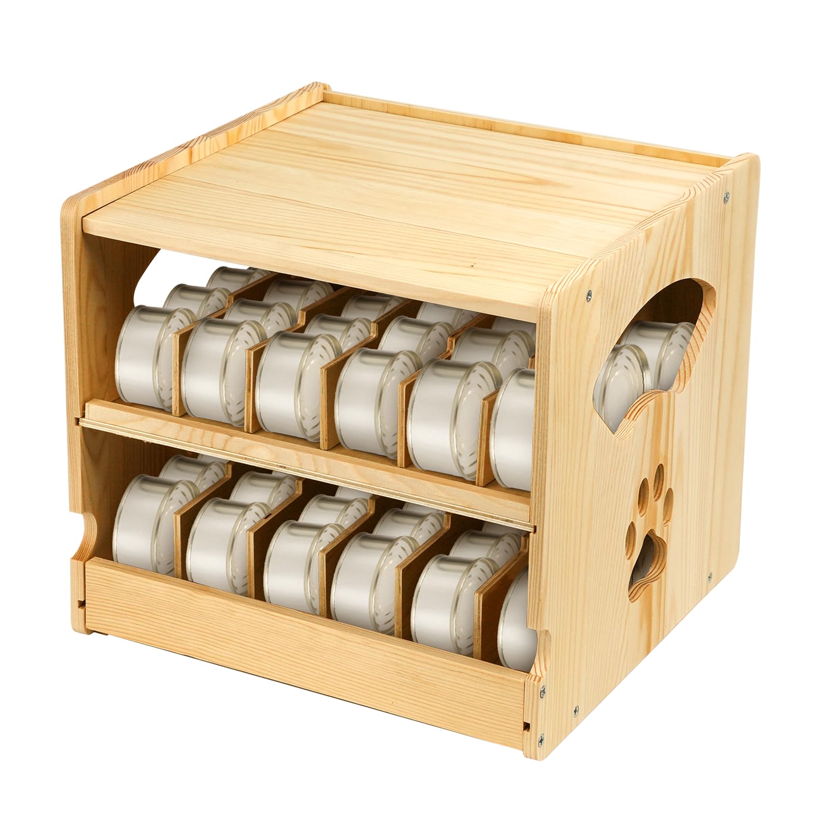 Katzen-Futterstation Mit Wandmontage  Holzregal Mit 2 Npfen, Natrlicher  Look Katzen Haus Holz