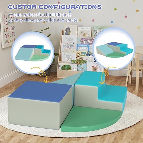 Miniatura 5 de On Shine Juego de actividades de escalada y gateo de 4 piezas, bloques de escalada de espuma ligera para niños pequeños, juguetes de escalada para