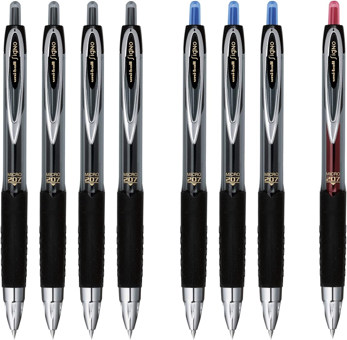 Canetas Uni-Ball Signo 207 - Ponta 1.0mm - Tinta Gel - Pacote Com 6 Unidades Pretas