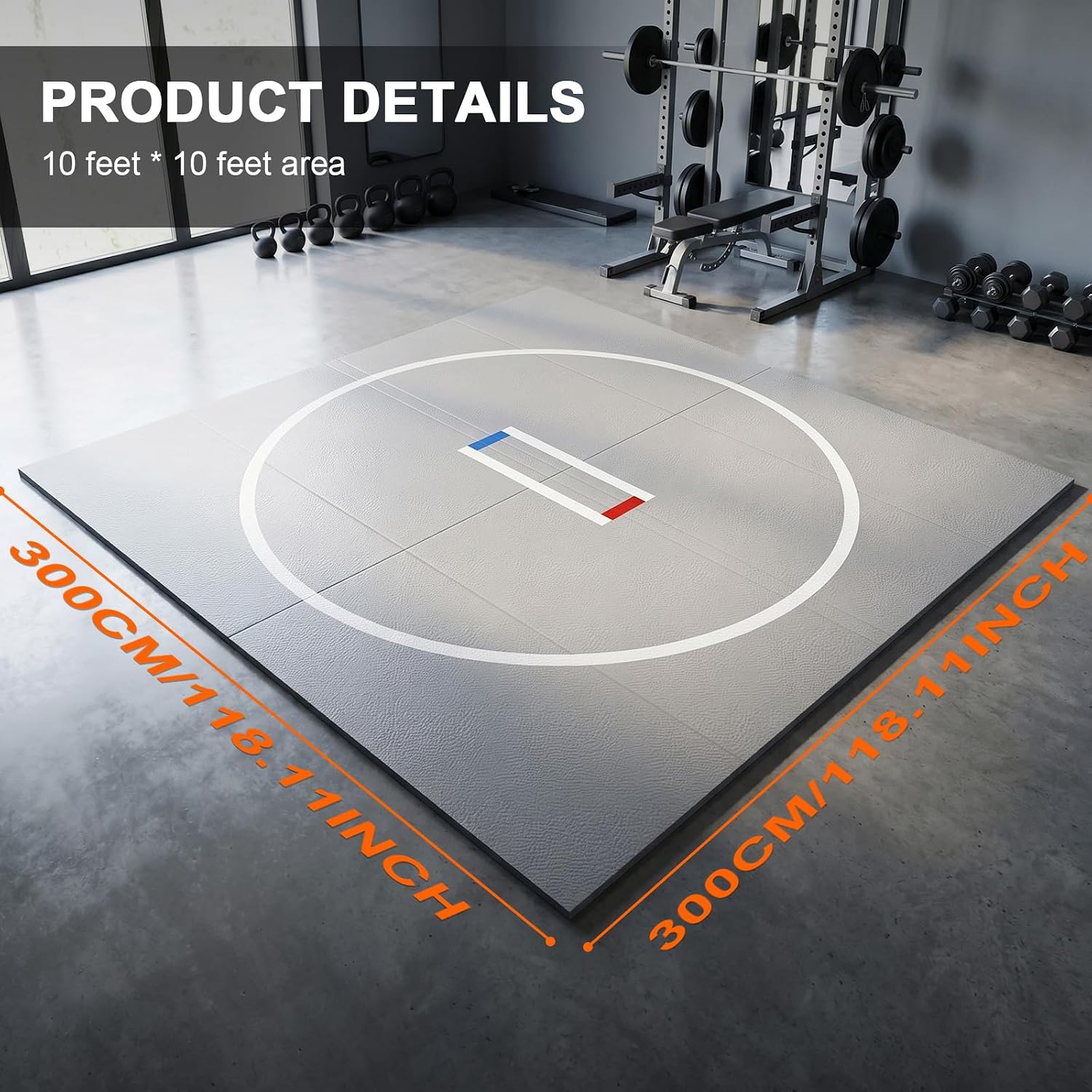 10x10 Wrestling Mat for Home, 1.2" Thick Foldable BJJ Mats for Home Gym, Anti-Slip MMA Jiu Jitsu Mats, Grappling Mats for Martial Arts & Judo Practice