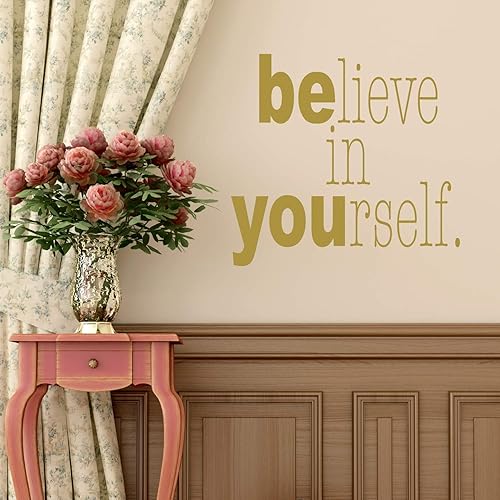 Miniatura 4 de Believe in Yourself Wall Decal | Inspirational Life Quote Vinyl Decor Lettering for Home, School Classroom, or Office | Black, Brown, Red, Yellow,