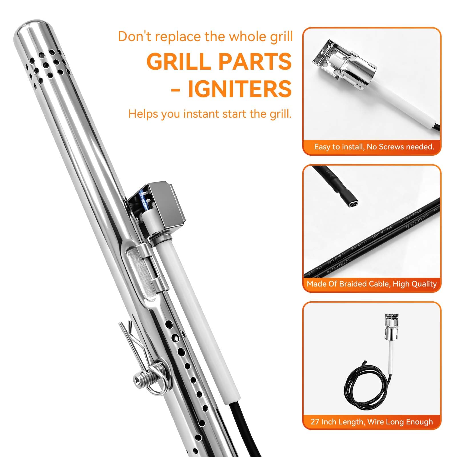 Ricambi per griglia Charbroil Performance 463673517 463673519 463625217 463625219 300 2 bruciatori propano liquido, kit di riparazione per 475 4 bruciatori 463347017, G470-5200-W1 (6 Pacchetti