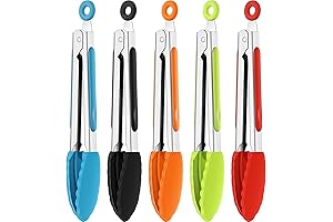 Mudder 7 Inch Mini Serving Kitchen Tongs with Silicone Tips for Versatile Cooking