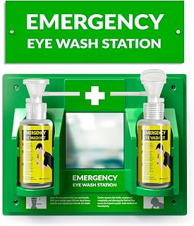 MAASTERS BPA-Free Portable Eye Wash Station - OSHA Compliant Wall-Mounted Kit with Mirror & 2x16oz Bottles