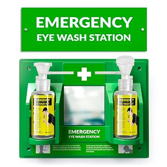 MAASTERS BPA Free Wall-Mounted Eye Wash Station with Sign - Set of 1
