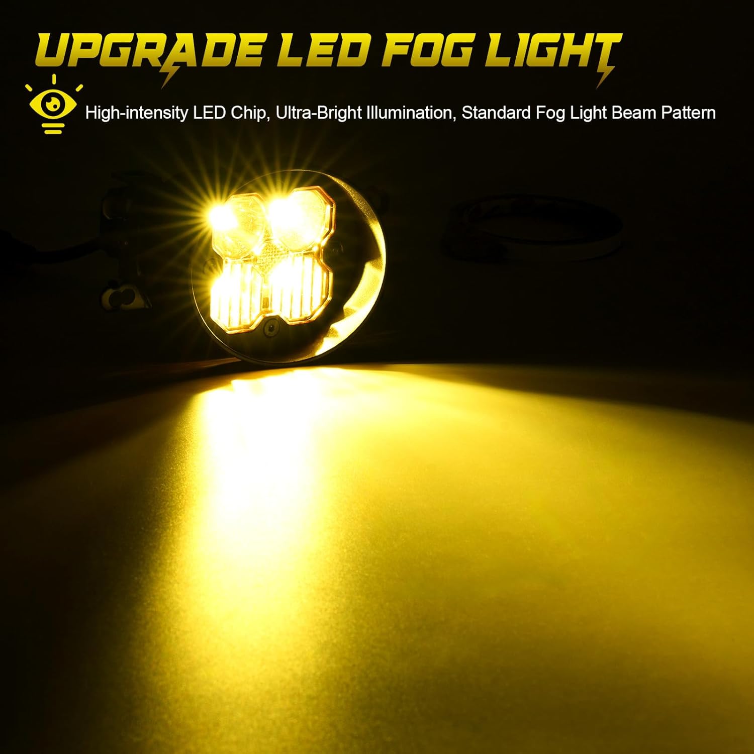 Yellow LED Spot Combo Fog Lights Fits For 2012-2023 Tacoma,2014-2021 Tundra,2010-2024 4Runner,2011-2019 Sienna,2008-2013 LX570(SAE Fog Lamp,Amber LED Light Kit)