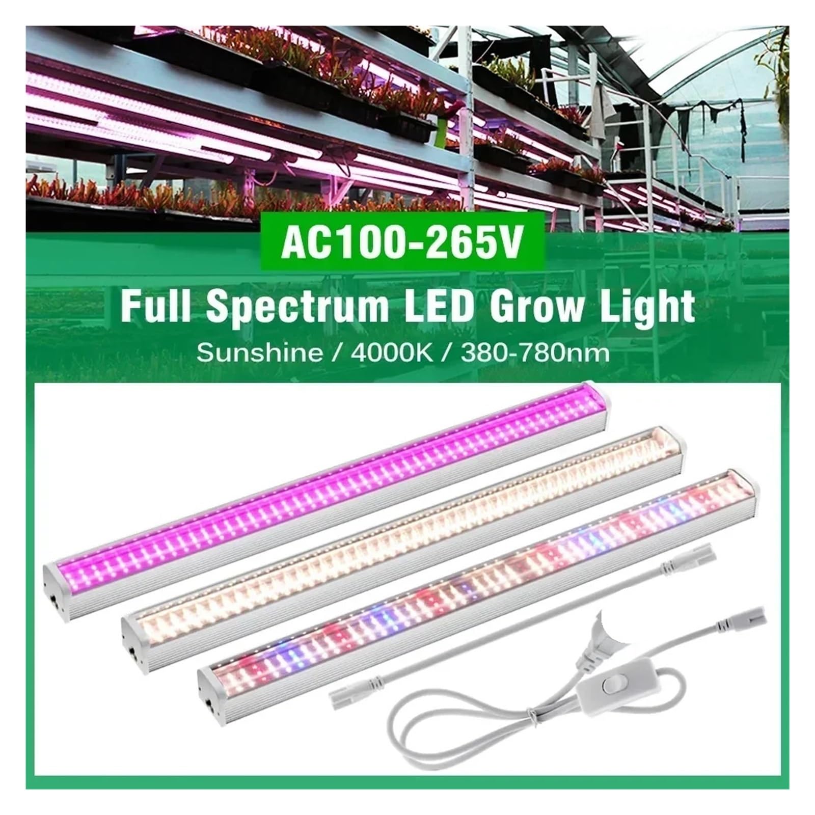 Lámpara de Cultivo, Luces LED de Cultivo de Espectro Completo for Plantas de Invernadero, lámparas de Cultivo sin Suelo, Flores Vegetales, luz de Relleno, 1/2/4/6 Uds.(4000K-6PC)