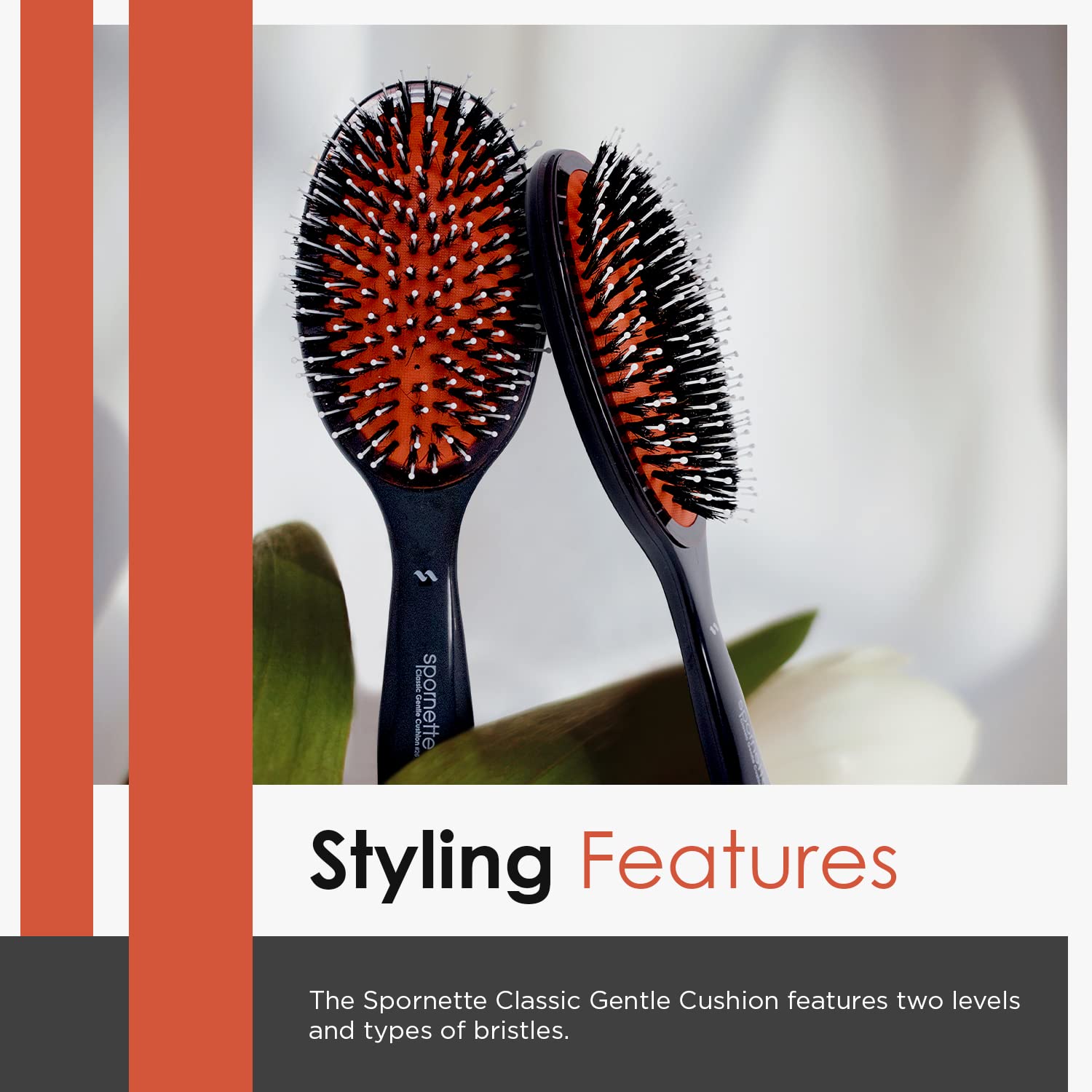 Spornette Classic Cushion Hair Brush, Boar & Ball-Tipped Nylon Bristles - Lightweight Oval Handle Brush for Straightening, Styling, Setting & Detangling - All Hair Types on Men, Women and Children - Image 3