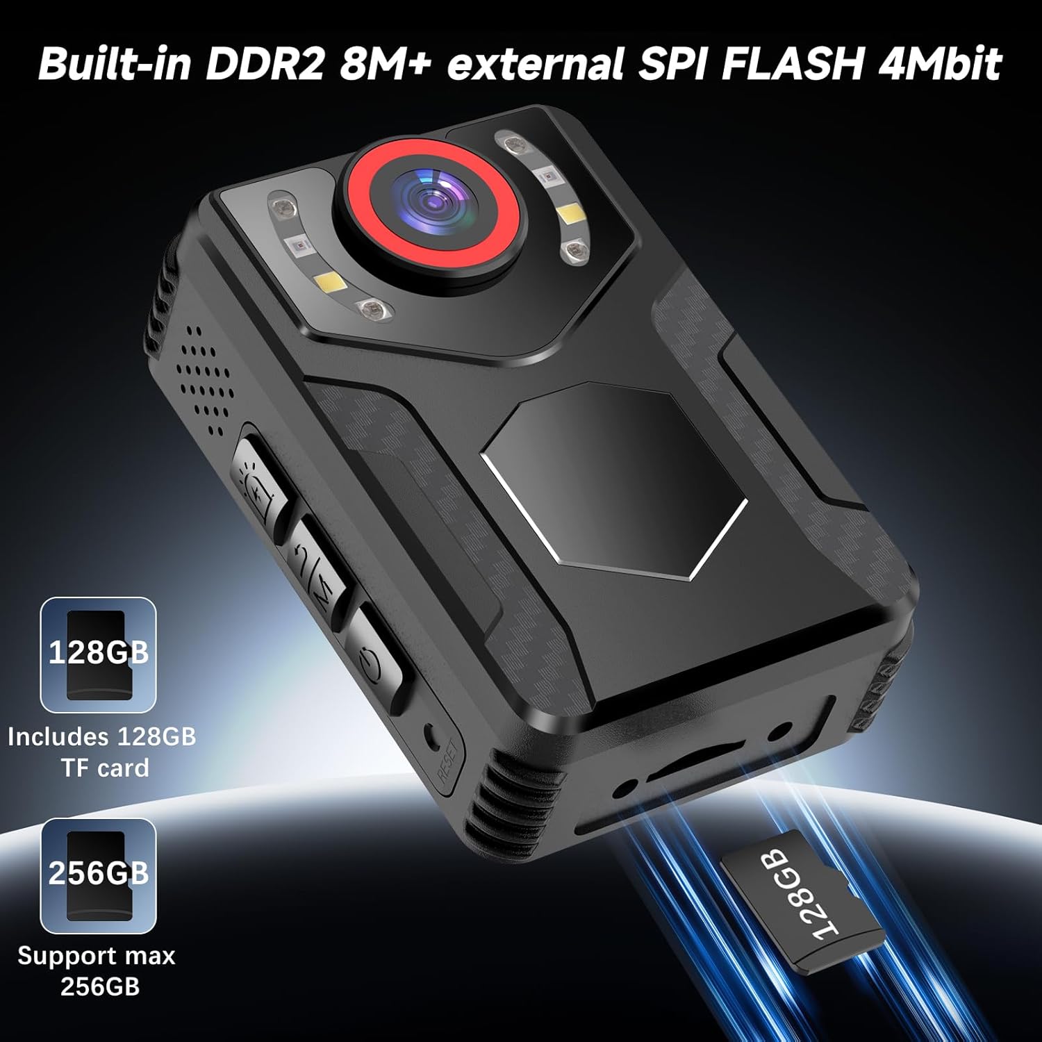 Body Camera with Audio and Video Recording - 1080 FHD Body Cam with IR Night Vision, 128GB Bodycam for Law Enforcement, Security Work, Outdoor Sport, Walking Dogs, Vlogging