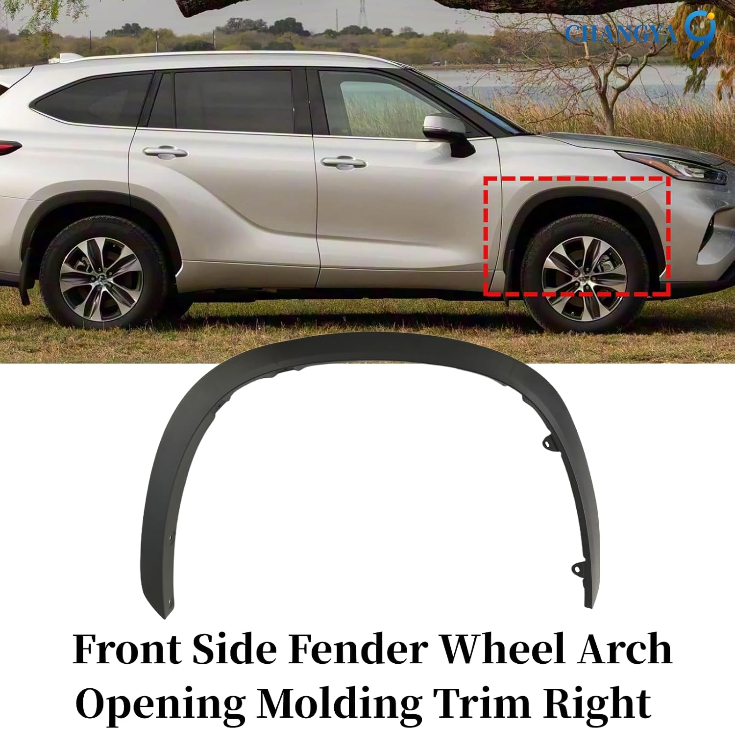 Front Wheel Arch Molding,Section Fender Flares Fit for Toyota Highlander 2021-2025 Front Right Side Wheel Fender Flare Trim Right Passenger RH 75805-0E050 CY-HD21F07R