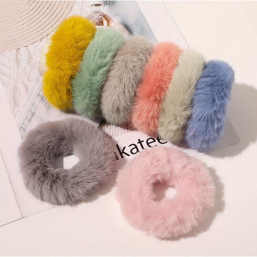 Saavi™ 6 Pcs Premium Soft Fluffy Fur Elastic Multicolor Hair Rubber Bands for Kids Girls Women, Silky Hair Bands- Multicolor (B0BS1N8QYY) Amazon Price History, Amazon Price Tracker