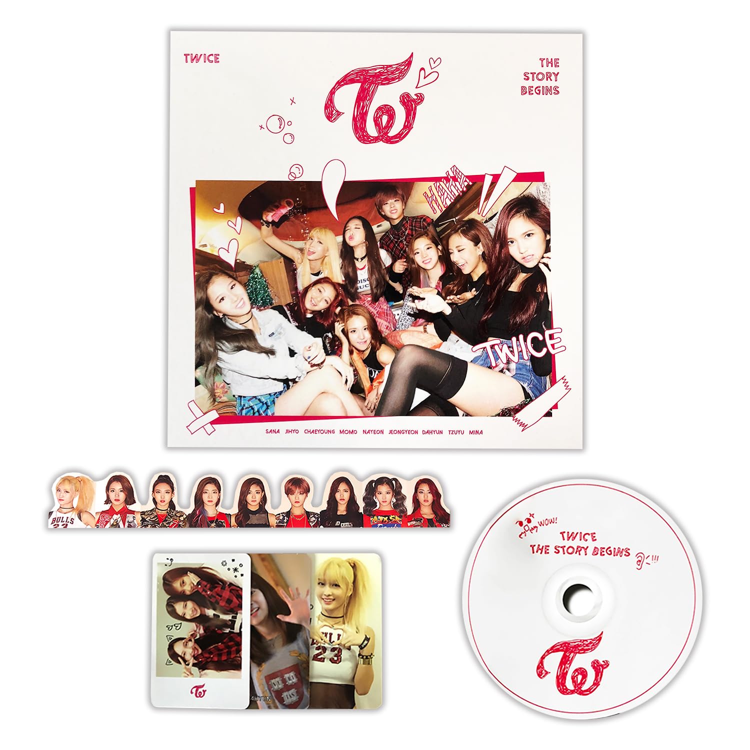 TWICE - 1st Mini Album [THE STORY BEGINS] CD + Photobook + Photocards + Garland + 2 Pin Button Badges