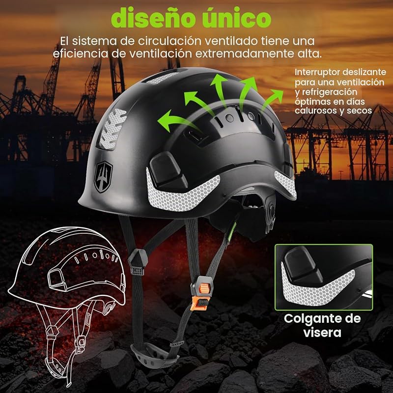Cască de protecție industrială GREEN DEVIL cu certificare EN397 și EN166, vizieră dublă (transparentă și colorată), pentru construcții, ateliere și industrie