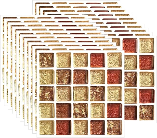 FBBULES 20PCS Tile Stickers, Self-Adhesive On Tile Peel Stick Wallpaper Heat Resistant Waterproof Backsplash for Living Room Kitchen Mosaic Style Yellow (10 x 10cm / 4 x 4 inch)