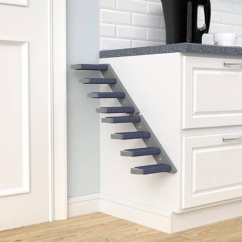 Miniatura 5 de Skywin Cat Steps - Escaleras de madera maciza de goma gris para gatos, ideales para arañar y escalar, estantes montados en la pared fáciles de