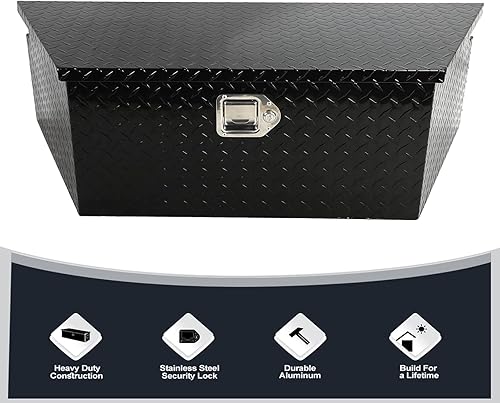 Miniatura 2 de Caja de lengua para remolque, caja de herramientas de aluminio, caja de remolque resistente con cerradura y llaves, para camioneta, RV, remolque (39