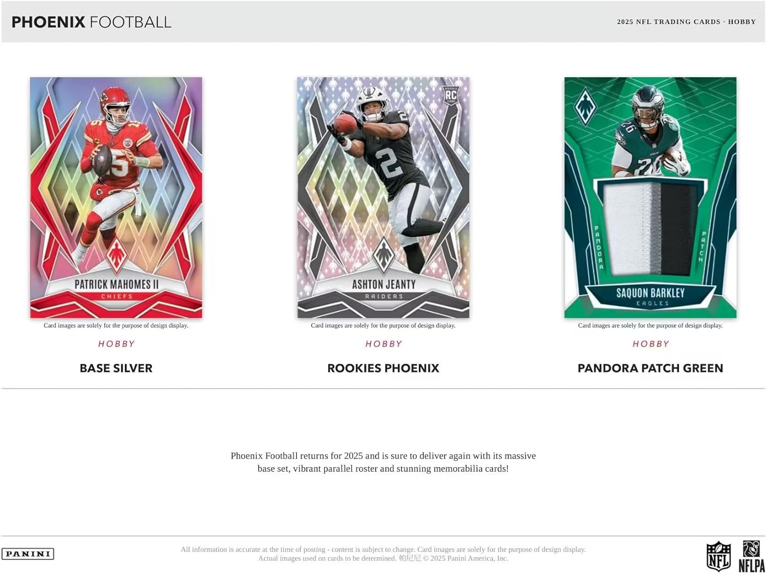 2025 Panini Phoenix Football Hobby Trading Card Box (2 Autographs Per Box Including 1 Rookie Patch Autograph)
