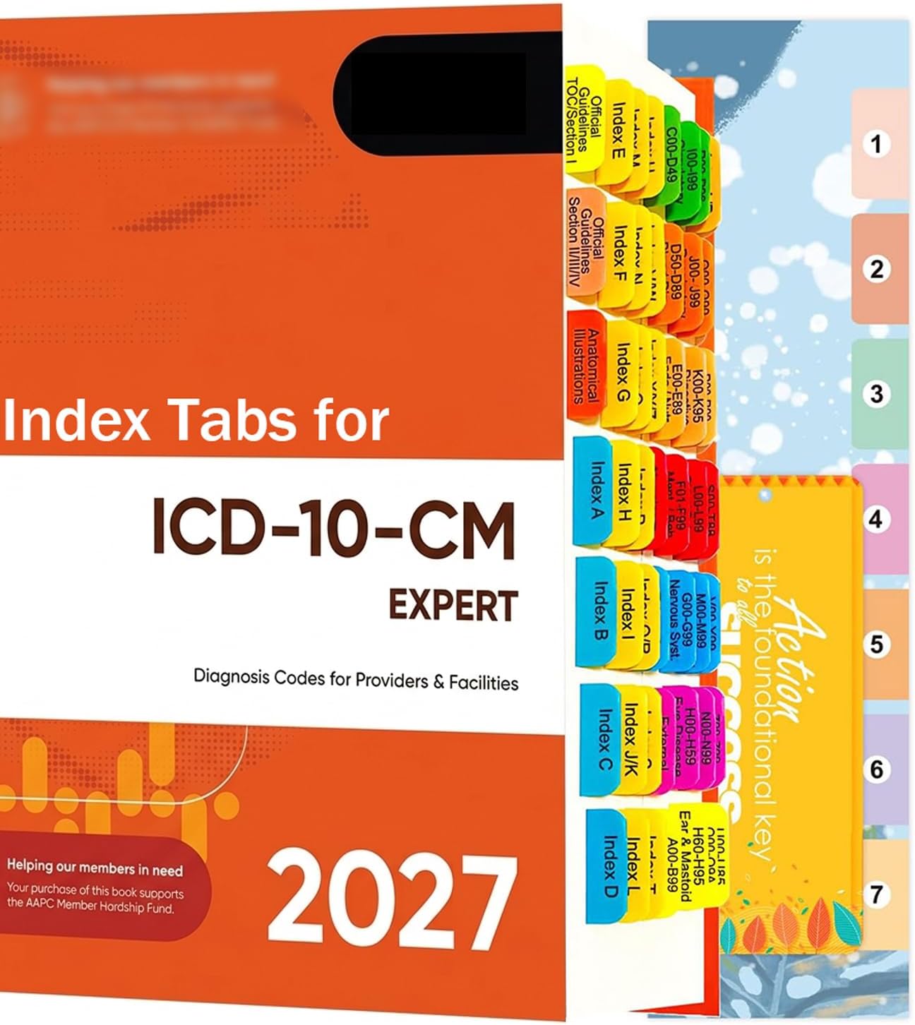 Index Tabs for AAPC ICD-10-CM 2027, 56 Color Coded Clear PVC Laminated
