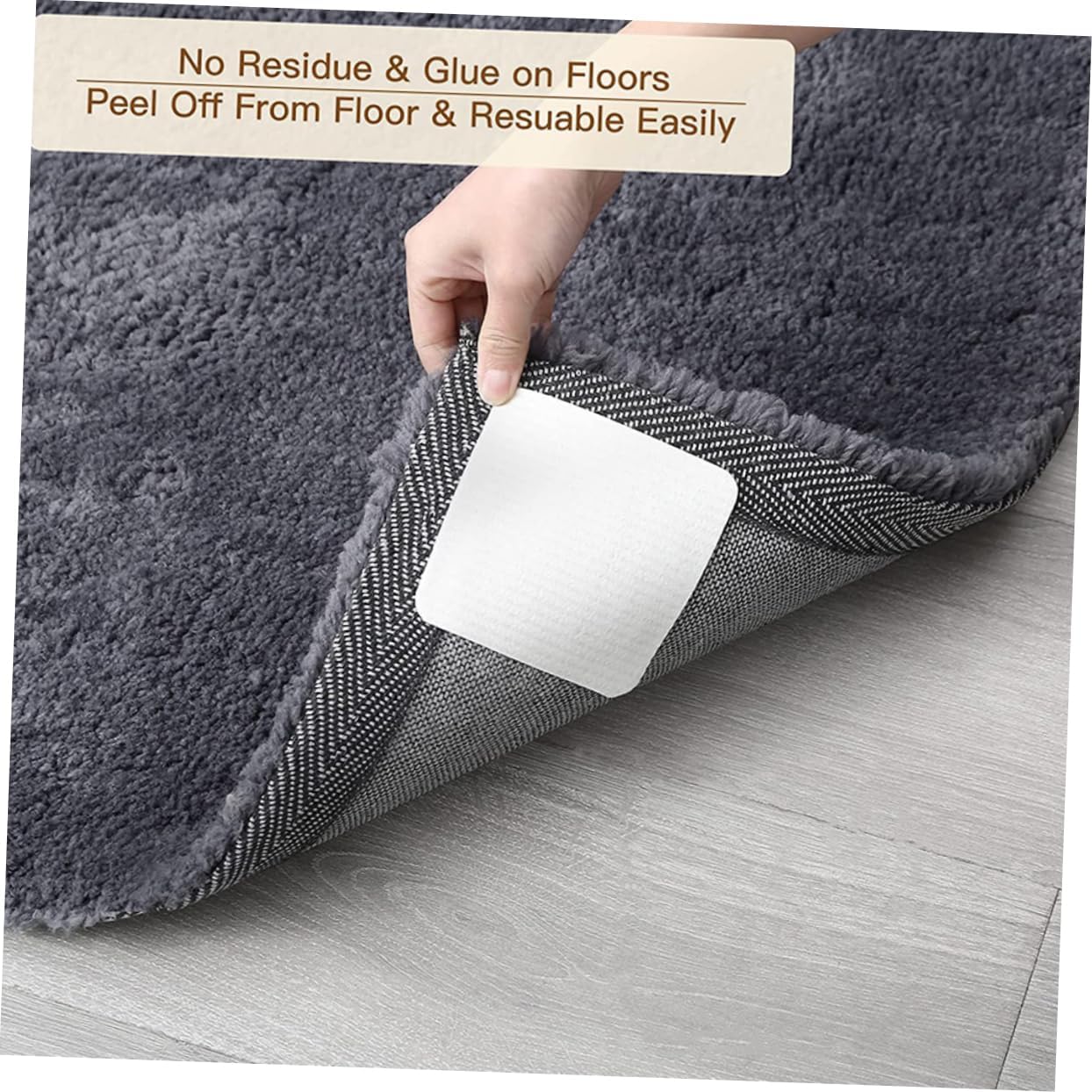 SOLUSTRE 12pcs Non-Slip Carpet Grippers Square Rug Pads for Hardwood Floors Strong Adhesive Anti-Slip Tape Easy to Install Rug Stoppers for Area and Sofa Mats
