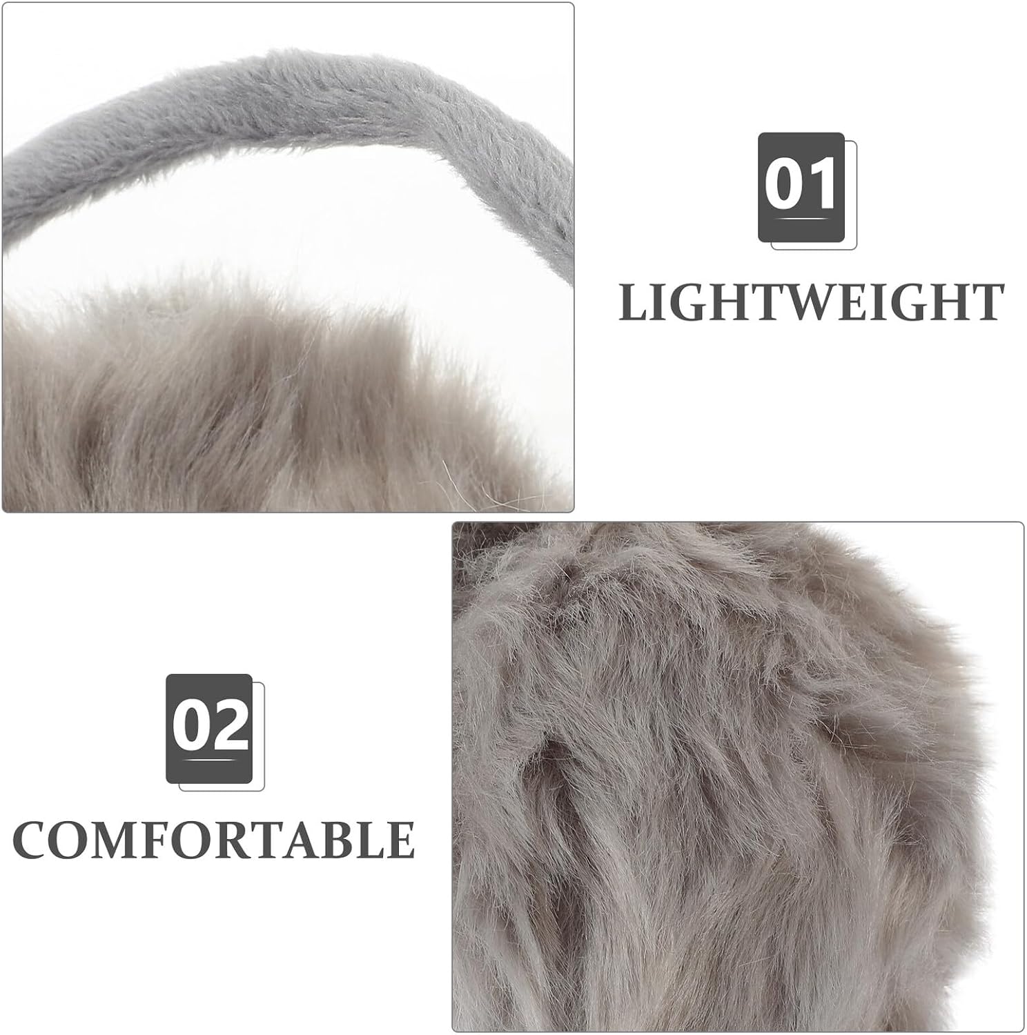 Plush Earmuffs Behind-the-head Warm Ear Covers Gray Winter Ear Warmers Men Comfortable