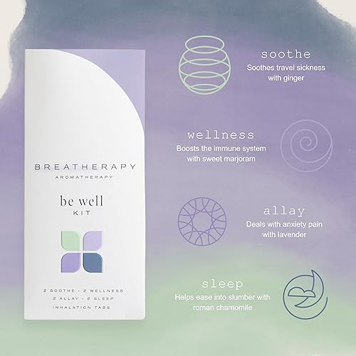 Miniatura 3 de Breatherapy Be Well Kit - Pestañas de inhalación de aceite esencial puro, paquete de 8 (2 cada uno bienestar, allay, calma, sueño)