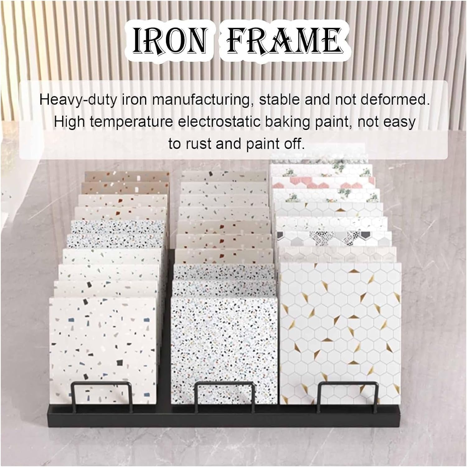 White Porcelain Tile Display Rack - Glass/Stone Sample Holder with 10 Card Slots, Trade Show Stand, Ideal for Showroom, Home Improvement, and Retail Displays image 4