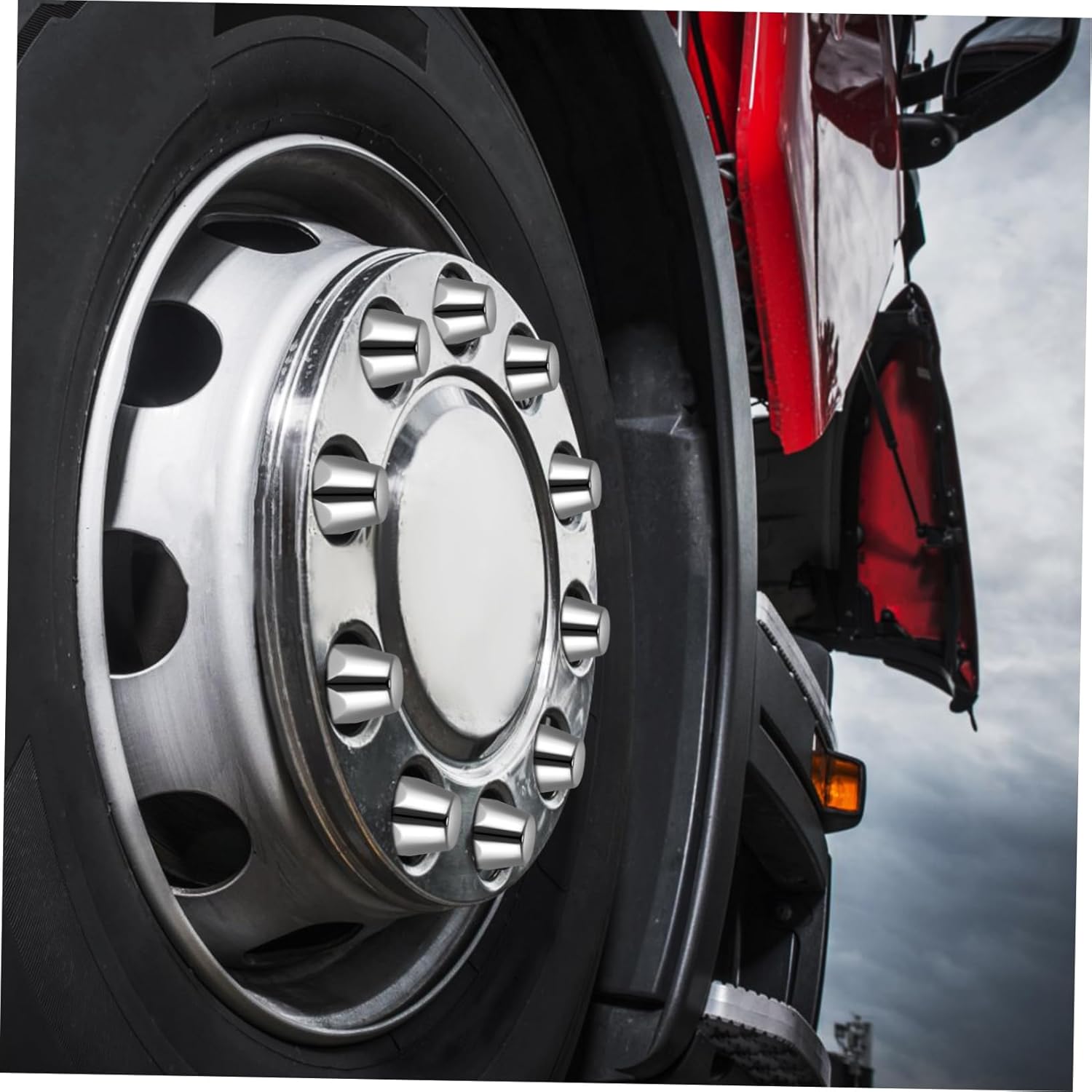 DECHOUS 20pcs Semi Truck Lug Nut Covers Chrome Trailer Lug Nuts Cap Easy Install Protector for Cars Hub Removal Tool