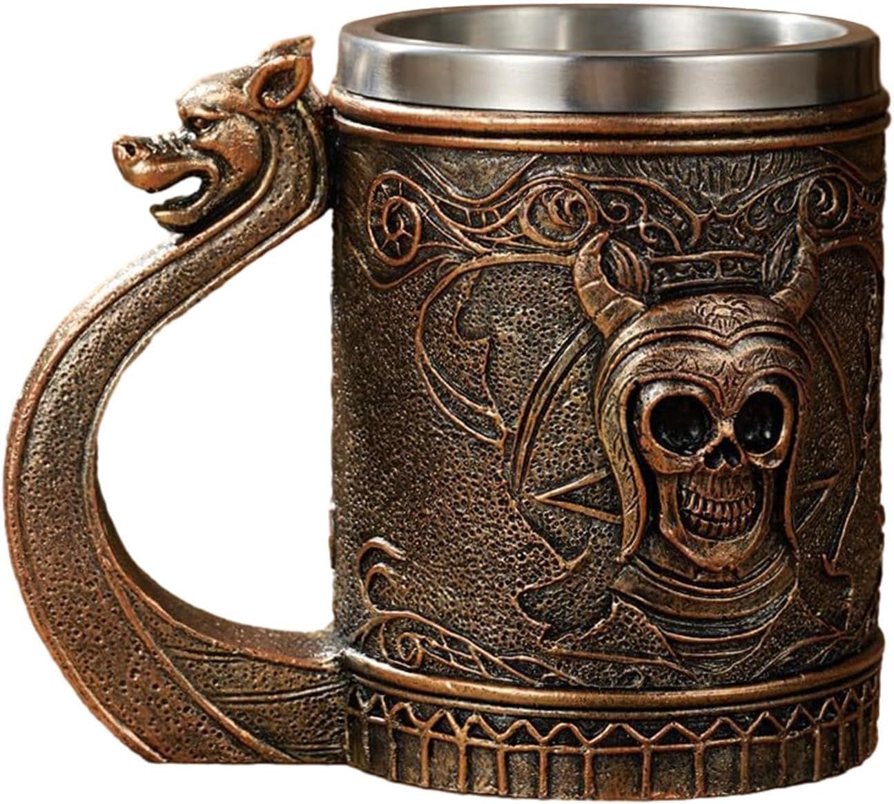 Tankard Beer Mug, Stainless Steel Viking Engraved Beer Mug