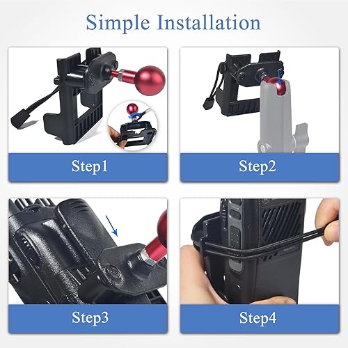Miniatura 7 de Soporte para walkie talkie con adaptador de bola de 0.984 in, compatible con soportes RAM tamaño B, brazo de doble enchufe para Motorola Midland