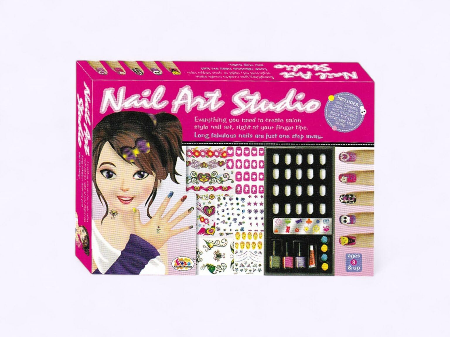 Nail Art Studio Kit for Girls, with Nail Polish, Stickers, Body Tattoos and Manicure Tray, Ages 8 and Up-image-12