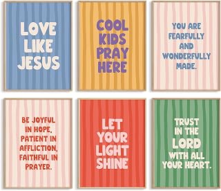 Bible Verse Wall Art Decor Christian Canvas Poster Kids Room Wall Decor Children Nursery Prints Inspirational Quotes Painting Jesus Scripture Pictures Artwork for Classroom Bedroom 8x10 Inch Unframed