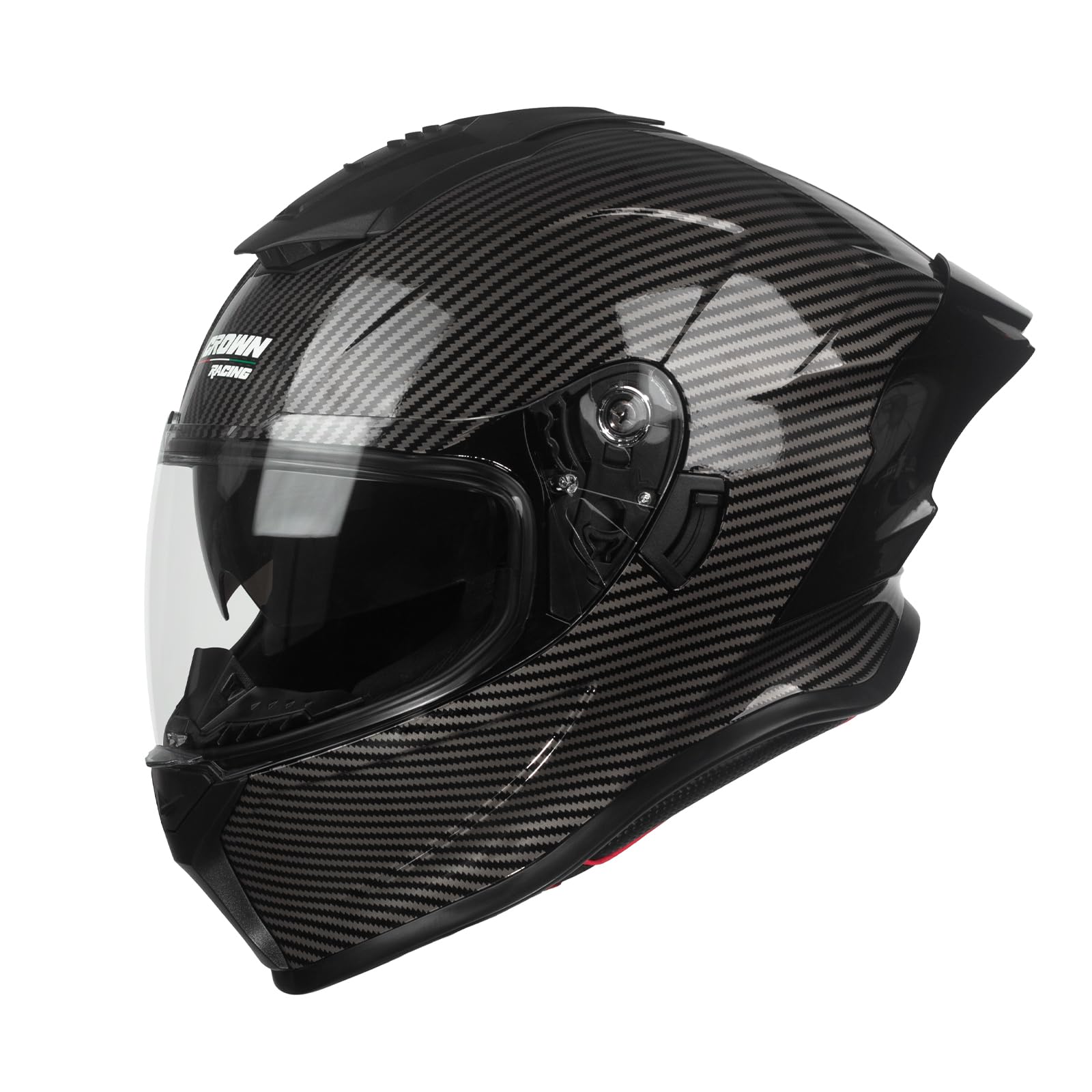 Amazon.com: Crown Racing Compact Motorcycle Helmets, Full Face Motorcycle Street Bike Helmet, DOT Approved Model-LW600 Carbon Fiber Pattern, Size-XL : Automotive