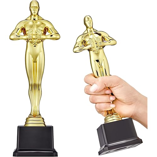 10 Inch Gold Award Statue Trophy, Plastic Golden Award for Party Favors, Event Awards, Movie Night, Home & Office Display