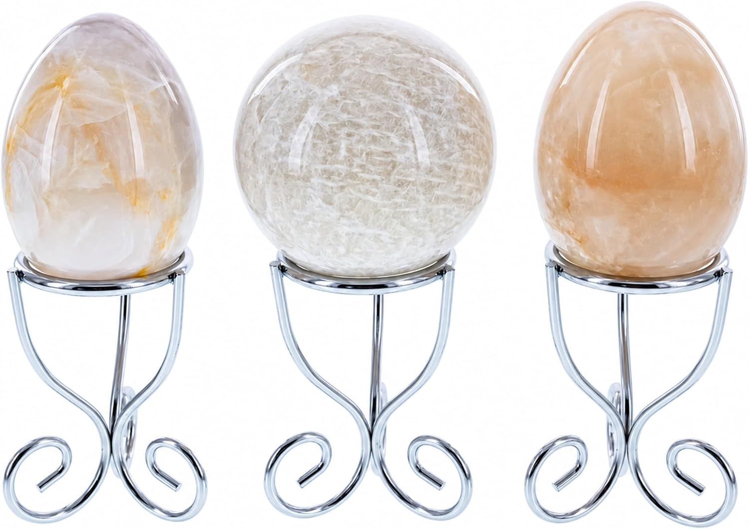 Wire Metal Egg Sphere Crystals Stand Holder Display Tripod 2.7 Inches