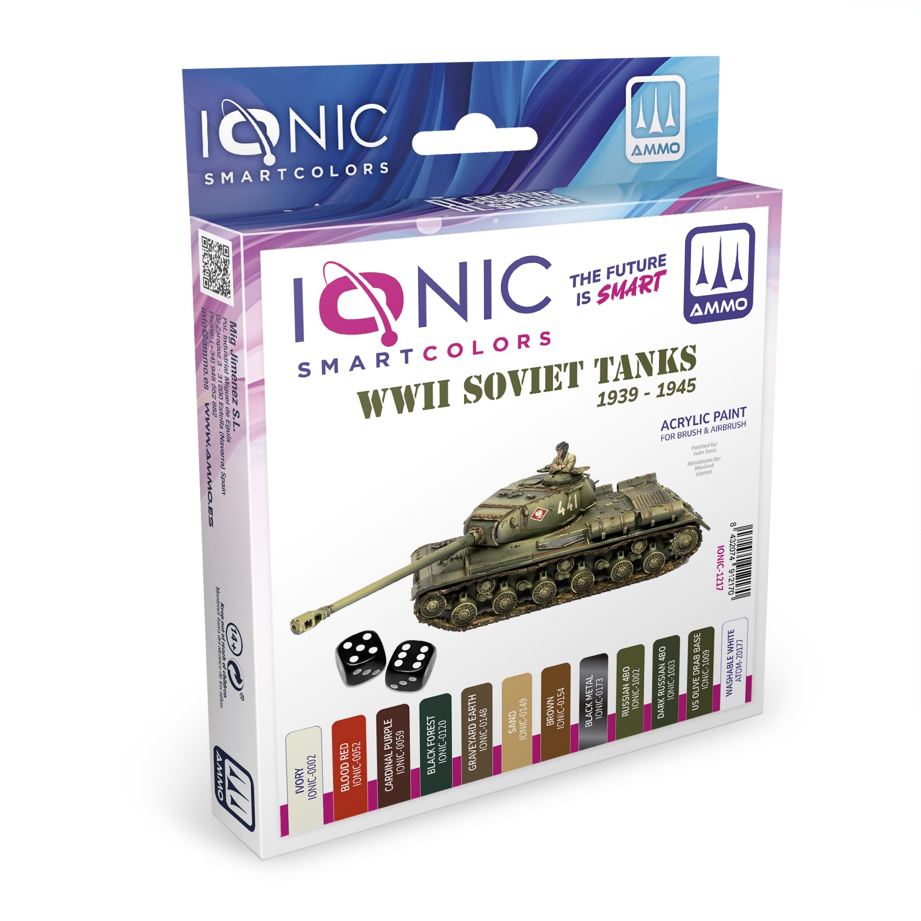 Set Sowjetische WII 1939-1945 - 12 Acrylfarben für Wargames - IONIC-1217