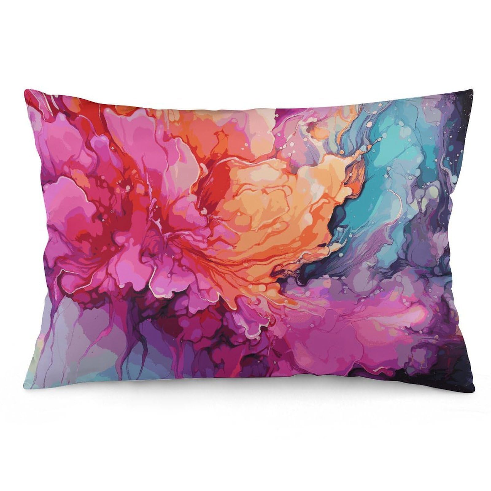 2 Pack Pillow Cases for Hair and Skin, Soft Breathable Pillow Case Covers with Hidden Zipper, Colorful Watercolor Painting Pillowcase 12 "x20 Pillow Covers for Sleeping Gift