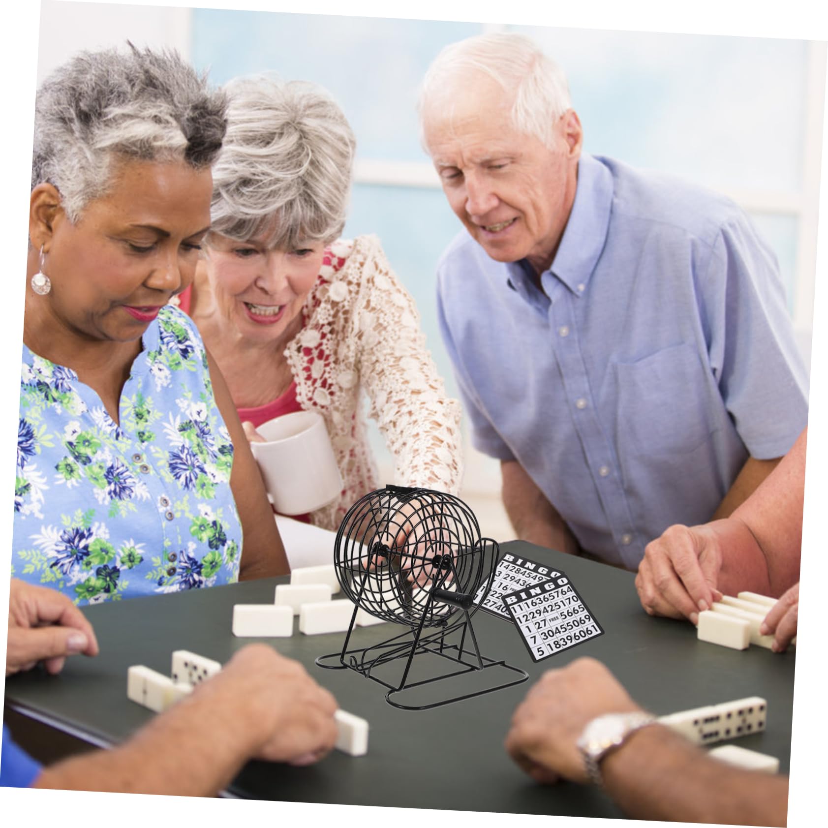 HEMOTON Jeu de Société Bingo Cage Métallique en Fer Noir, Jeu de Loterie Amusant et Captivant pour Maison ou Bar, Jouet Interactif pour Soirées en Famille
