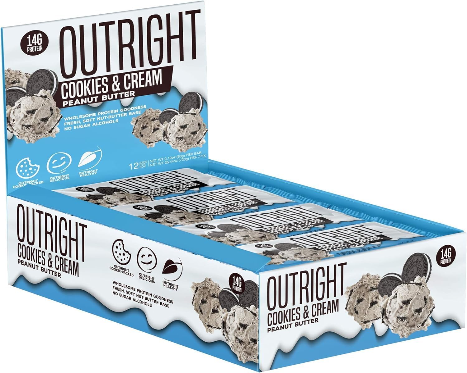 Outright Bars Cookies & Cream Peanut Butter Whole Food Protein Bar No Sugar